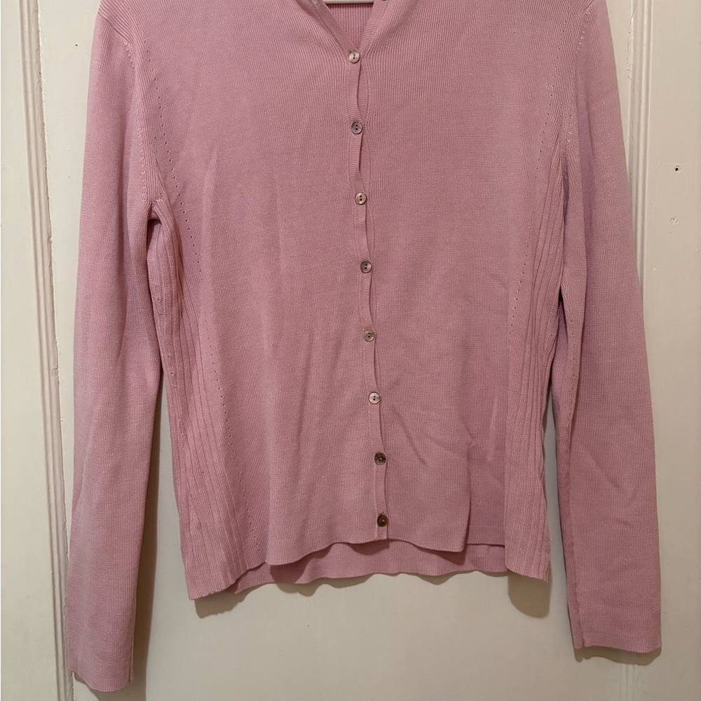 Pink Button-Up Silk Cardigan